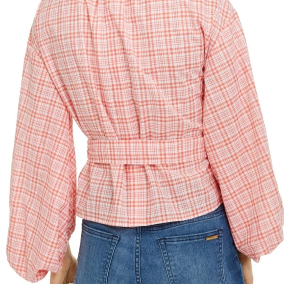 MICHAEL MICHAEL KORS WOMENS PLAID TIE-FRONT WRAP TOP - Picture 3 of 3